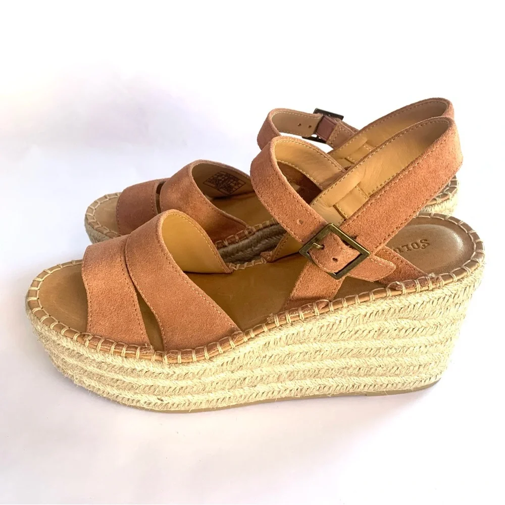 SOLUDOS COMO PLATFORM WEDGE ESPADRILLE SANDALS IN SAHARA PINK. NEW Sz9